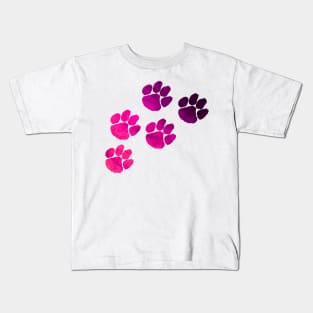 Pink Pawprints Design Kids T-Shirt